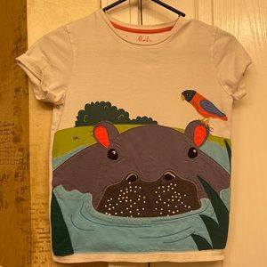 Mini Boden shirt size 9-10 GUC. Hippopotamus Shirt